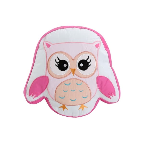 slide 2 of 4, Cozy Line Spring Time Birds Owl Pink Embroidered Polyester Decor Novelty Owl Throw Pillow Pink - Specialty