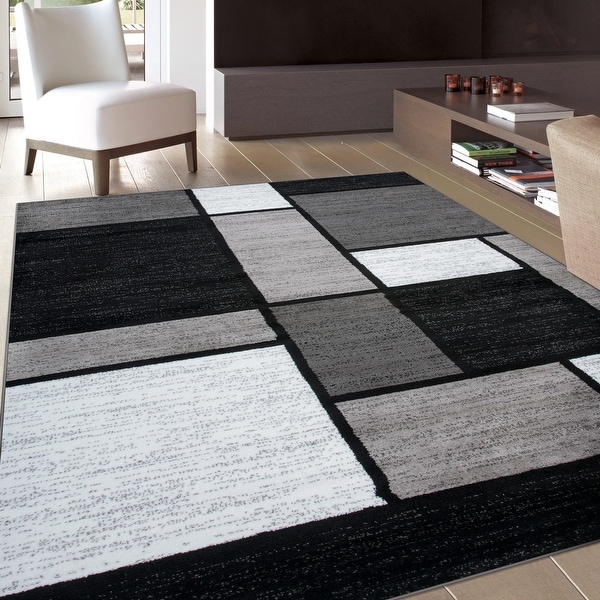 Boxes Modern Area Rug Living Bed room Multi Colour High Quality Pile Think Rugs