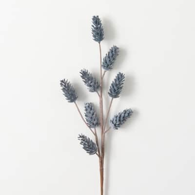 Artificial Blue Pinecone Stem Blue 26"H - 4"L x 3"W x 26"H