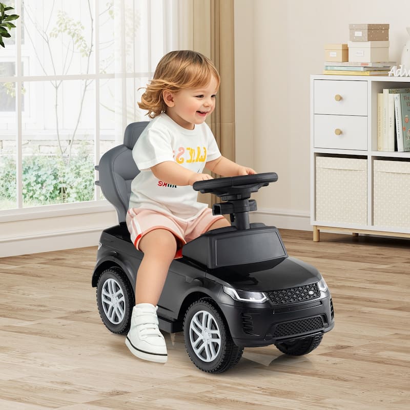 3-in-1 Ride-On Toddler Car with Detachable Guardrail, Retractable Footrest and Safe Design - 33.5" × 16" × 37.5"