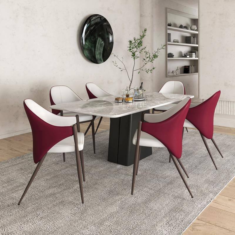 Sante Upholstered Leather Dining Chair with Powder Coated Steel Legs by LeisureMod