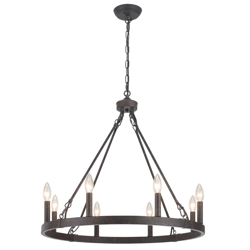 8-Light Candlestick Wagon Wheel Chandelier Linear Chandelier Lighting for Kitchen Island