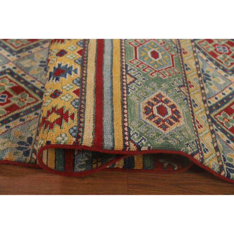 Striped Kazak Area Rug Handmade Wool Carpet - 9'9"x 12'3"