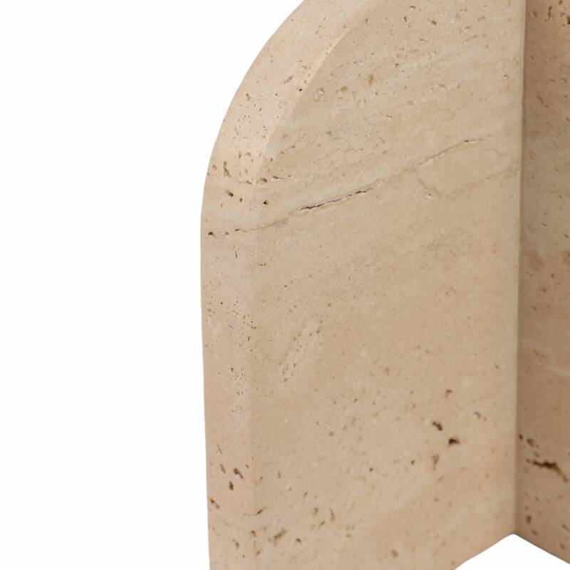 Stone Marble Arched Design Bookends Set - Tan, 6" - 6.0"