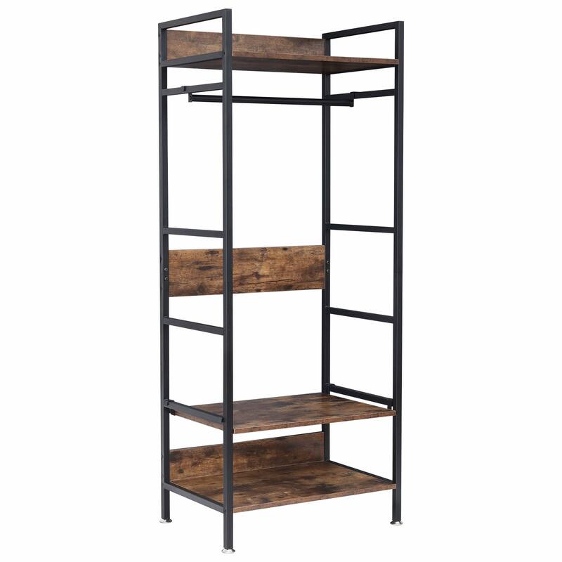 Clothes Rail Clothing Stand Shelves Freestanding Garment Storage Rack - 23.6" L x 15.7" D x 63.8" H