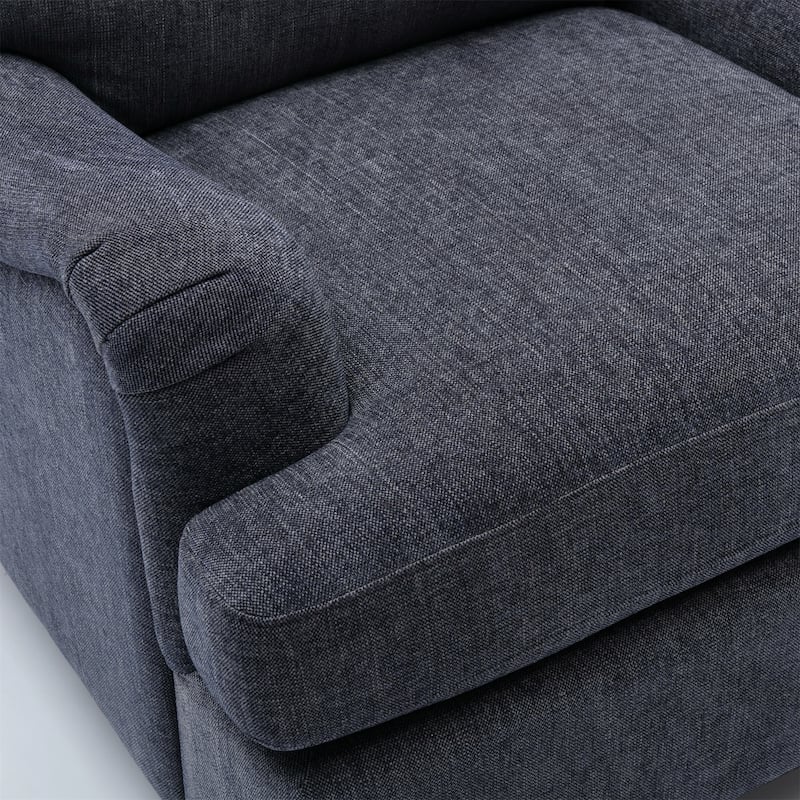 Rolled Arm Chairs Soft Accent Chair with Wood Legs for Living Room