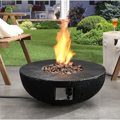 DESwan 28 in. 30000 BTU Round Outdoor Propane Gas Fire Pit with Water Proof Cover and Lava Rock
