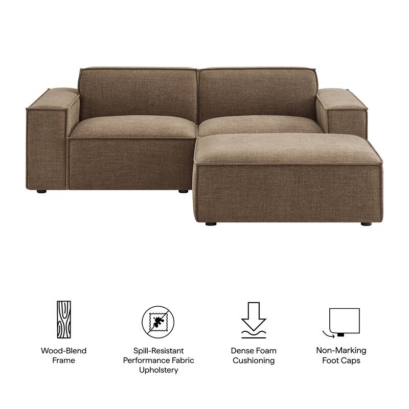 Restore 3-Piece Performance Fabric Upholstered Modular Loveseat with Ottoman