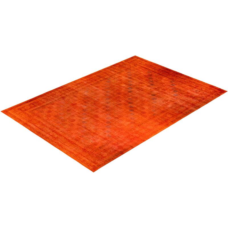 Overdyed, One-of-a-Kind Hand-Knotted Area Rug - Orange - 11' 10" x 16' 10"