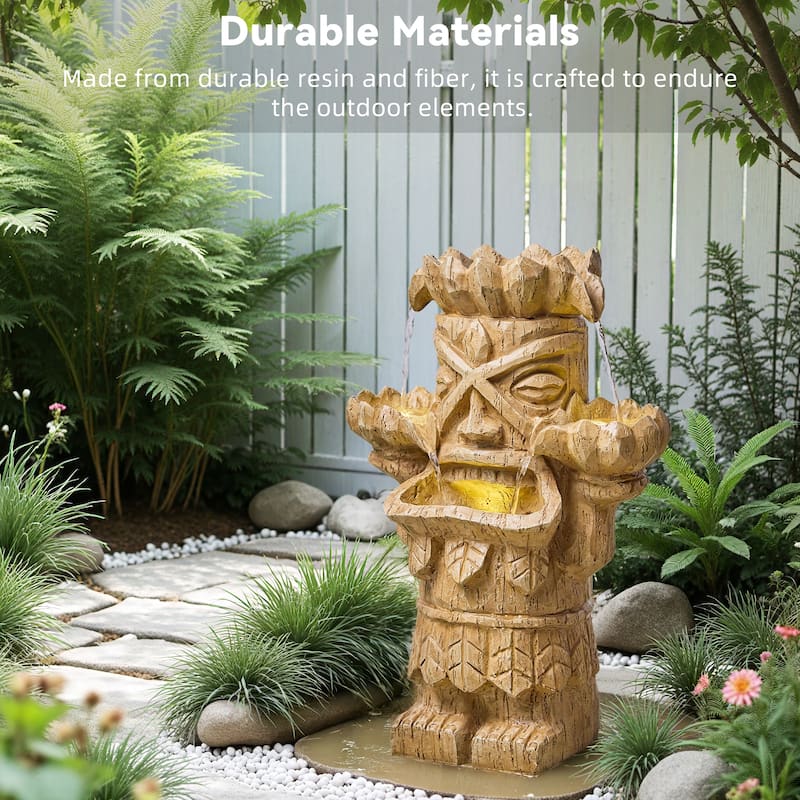 Vbal Hand Crafted Cascading 3-White Accents Weather Resistant Fountain