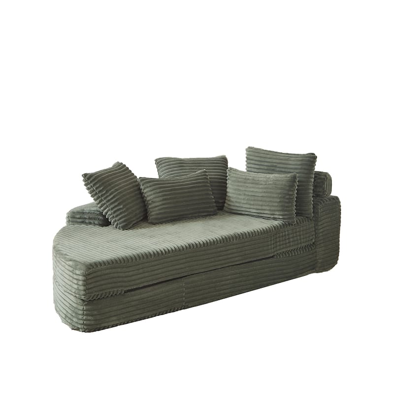 78.5-Inch Corduroy Semi-Circular 2-in-1 Sofa Bed,Designer Recliner with Pillow