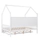 preview thumbnail 8 of 15, Full Size Kids Bed with Trundle and Back Shelf, Wooden House Frame with Roof and Play Area Design
