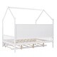 preview thumbnail 17 of 16, Wooden Twin Size House Bed with Trundle,Kids Bed with Shelf, White