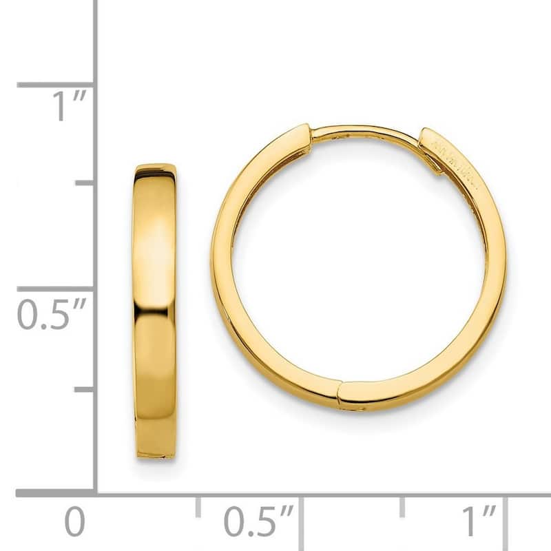 Curata 14k Yellow Gold Solid Polished Hinged Huggies Hoop Earrings (3mm x 15mm)