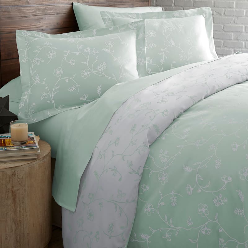 Sweetbrier Luxury Cotton Reversible Duvet Cover and Sham Set