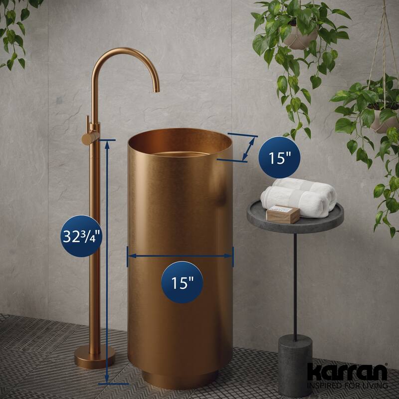 Karran Cinox Stainless Steel Round Pedestal Sink
