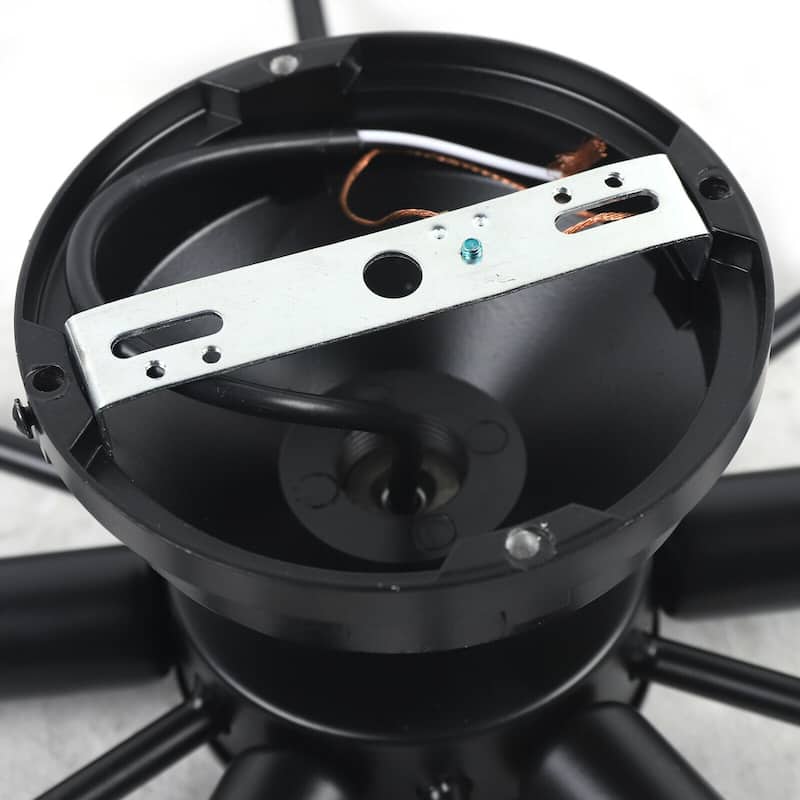 6 Heads Wagon Wheel Flush Mount Light Rustic Black Ceiling Light - 18 inches