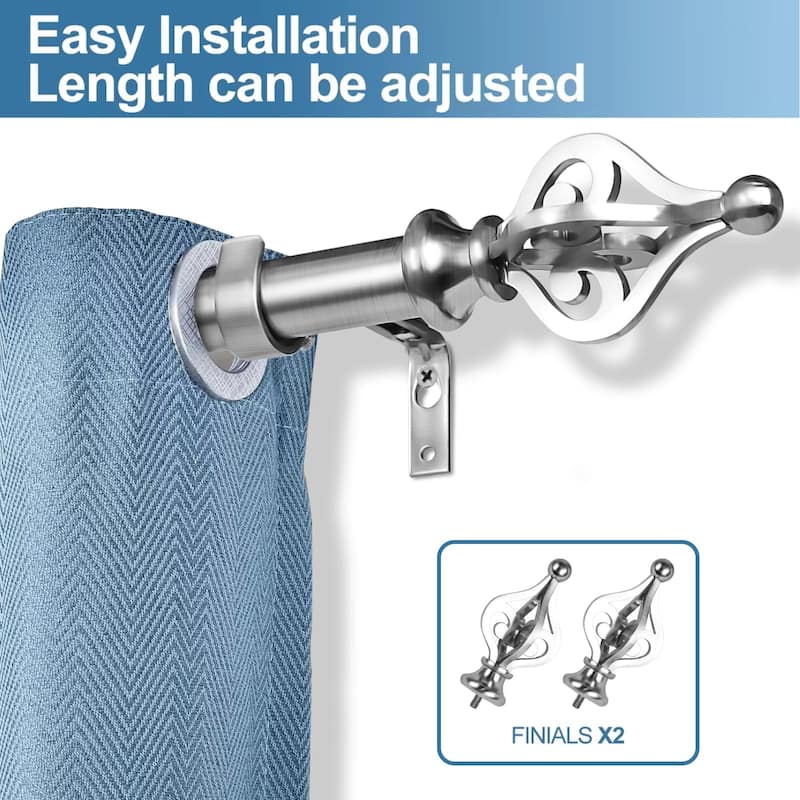 1-inch Diameter Portia Adjustable Single Drapery Curtain Rod