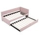 preview thumbnail 18 of 24, Twin Size Daybed Upholstered Platform Bed L-shaped Daybed with Horizontal Stripe Backrest and Trundle, Box Spring Not Required