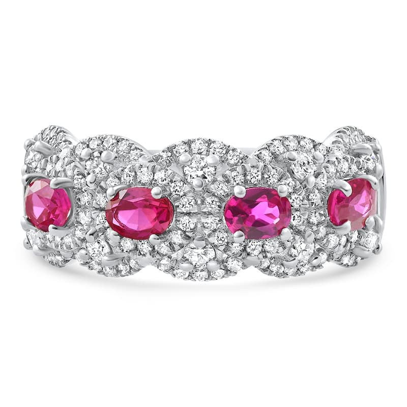 Bliss Diamond 1.43Ct Ruby & Diamond Ring White Gold Lab Grown - White - 7 - White