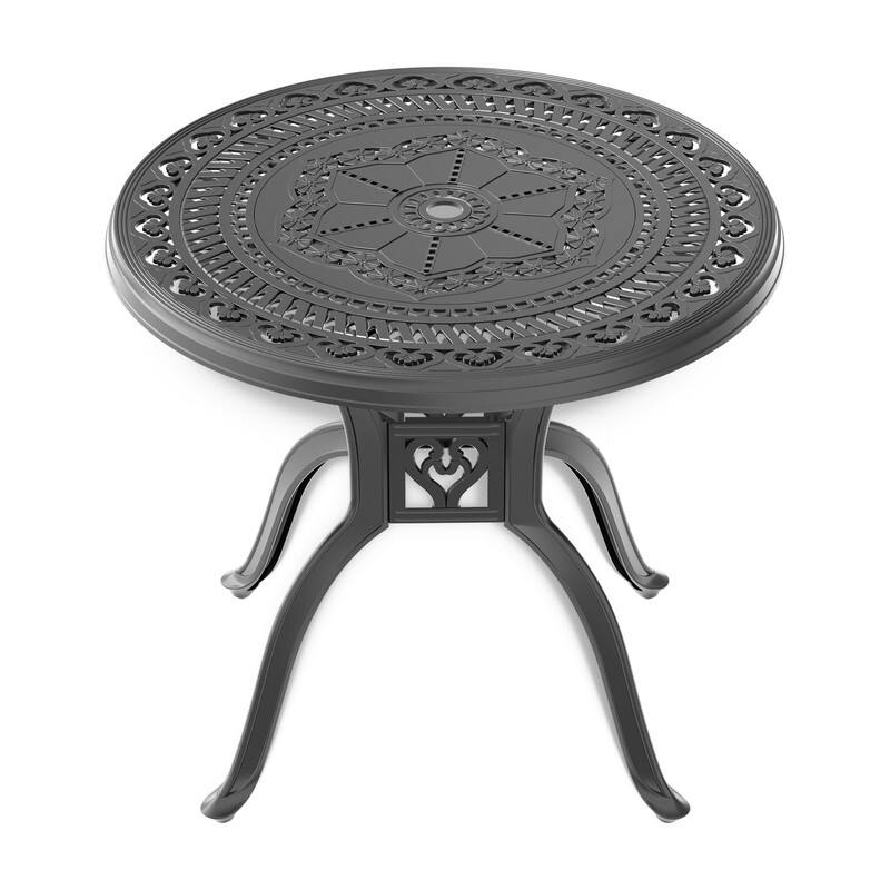 5-Piece Aluminum Round Outdoor Patio Dining Set, 4 Cushioned Swivel Chairs, Table, All-Weather Frames