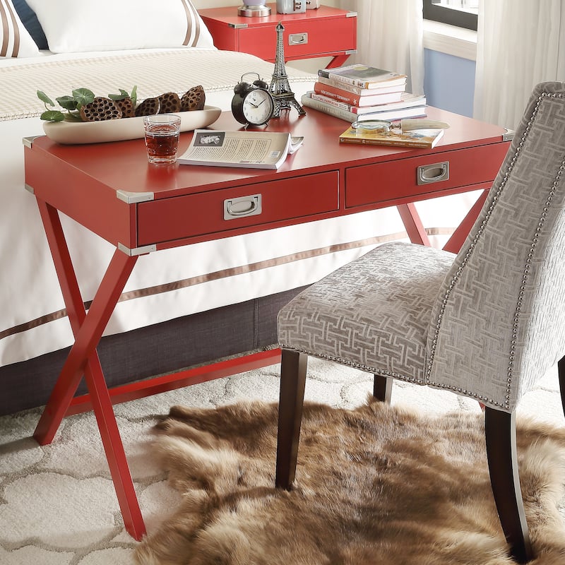 Kenton X Base Wood Accent Campaign Writing Desk iNSPIRE Q Modern