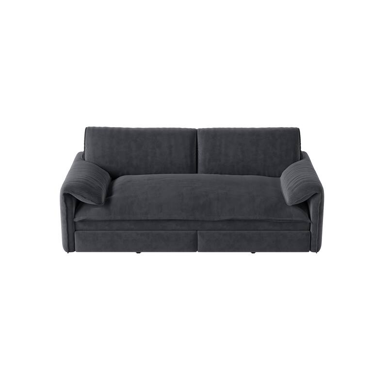 66" Queen Pull Out Sofa Bed, 3-in-1 Convertible Sleeper Sofa with Side Storage,Multi-Functional Velvet Loveseat Bed
