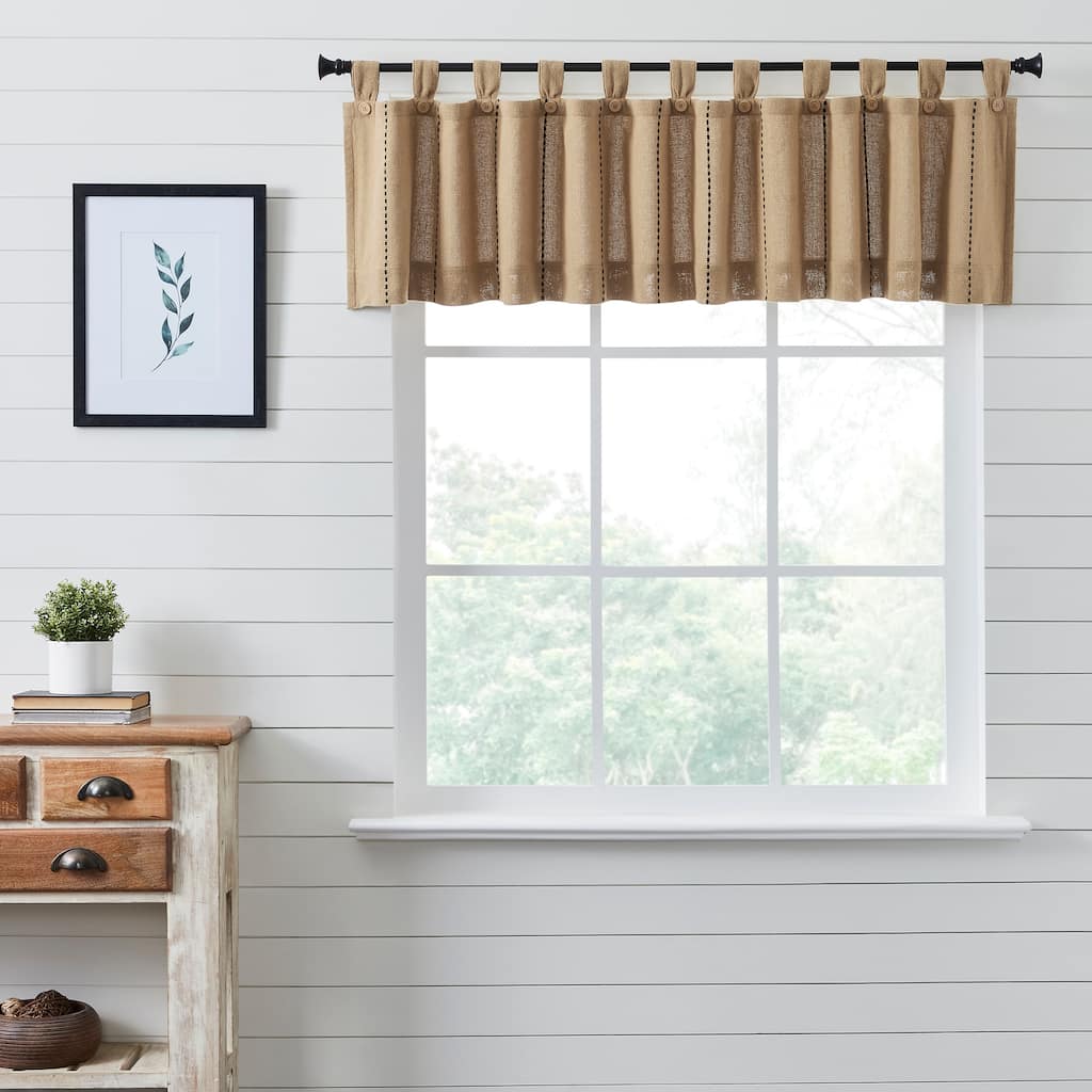 Stitched Burlap Natural Valance 16x90 - M