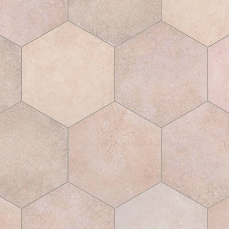 Merola Tile Heritage Hex Rose 7" x 8" Porcelain Floor and Wall Tile