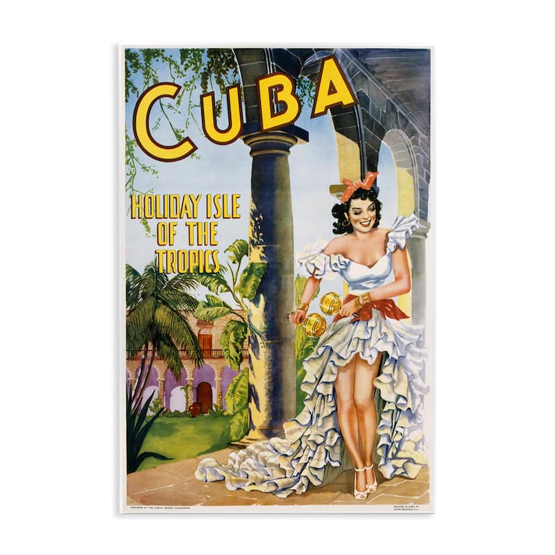 Stupell Cuba Travel Advertisement Wall Plaque Art Design By Marcus Jules - 13 x 19