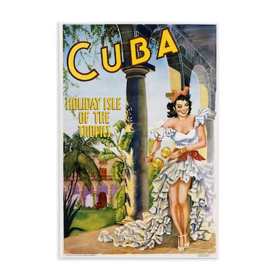 Stupell Cuba Travel Advertisement Wall Plaque Art Design By Marcus Jules