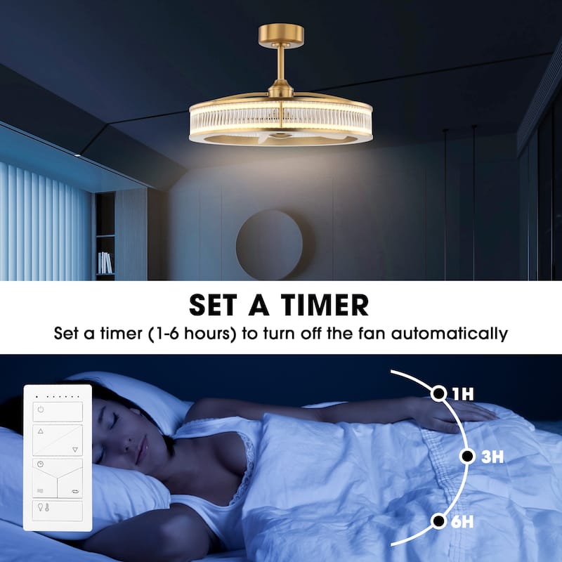 Perimost 29" Modern Gold Crystal Chandelier Ceiling Fan with Light and Remote