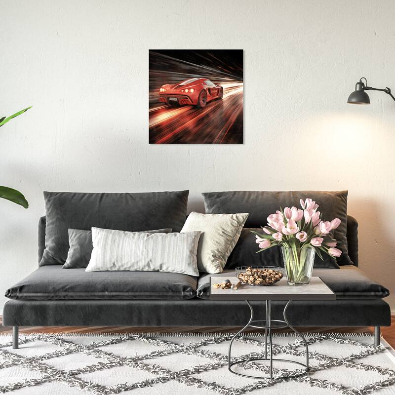 Wynwood Studio Canvas Transportation Just pretty fast please Red and Modern & Contemporary Wall Art Canvas Print - 20 x 20