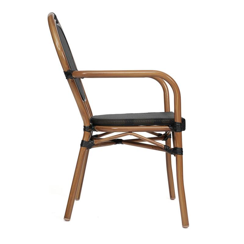 All-Weather Commercial Paris Chair with Arms and metal Frame
