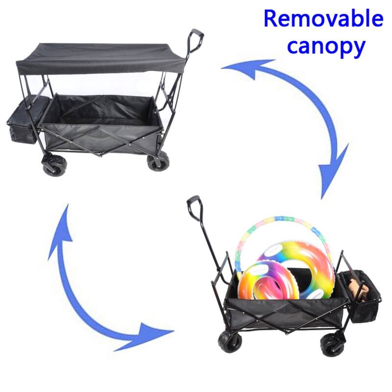 Outdoor Steel Folding Large Capacity Garden Cart Patio Wagon with Lid