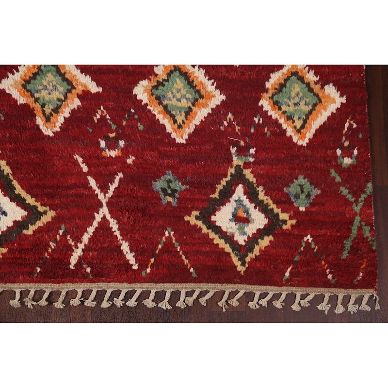 Geometric Tribal Moroccan Oriental Area Rug Hand-knotted Wool Carpet - 7'8" x 10'8"