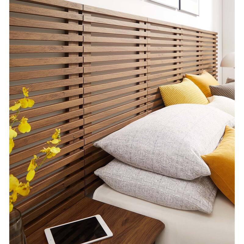 Vidalia Mid-century Modern Walnut Wooden Floating Queen Size Headboard ...
