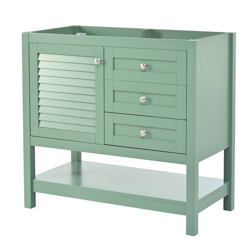 36'' Bathroom Vanity with/without Resin Sink, Free Standing Bathroom Vanity Cabinet with 2 Drawers & 1 Soft Closing Door
