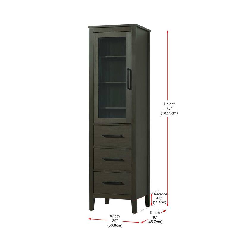 Laura 16-28 Inch Bath Storage Glass Cabinet