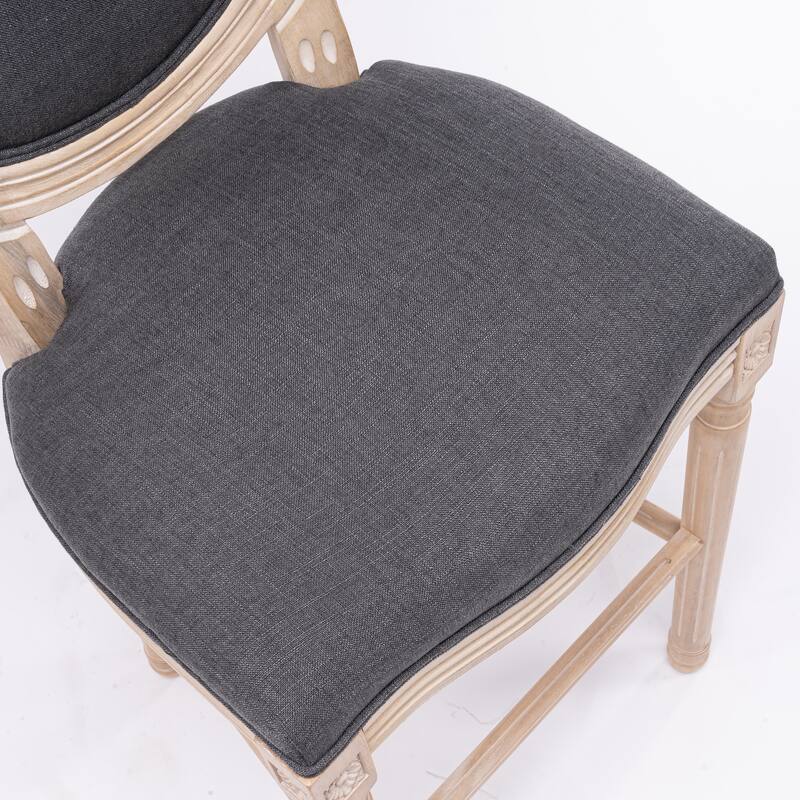 French Country Wooden Barstools With Upholstered Seating , Beige and Natural ，Set of 2
