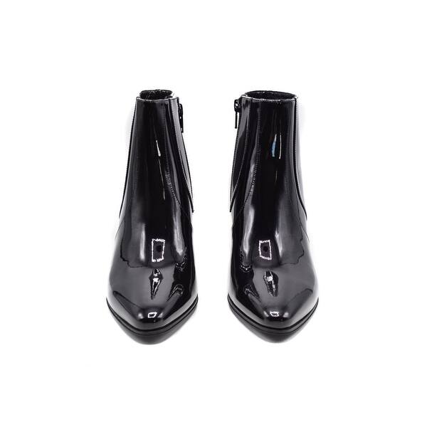 Shop Saint Laurent Black Patent Leather Zip Up French Ankle Boots Overstock 16402935