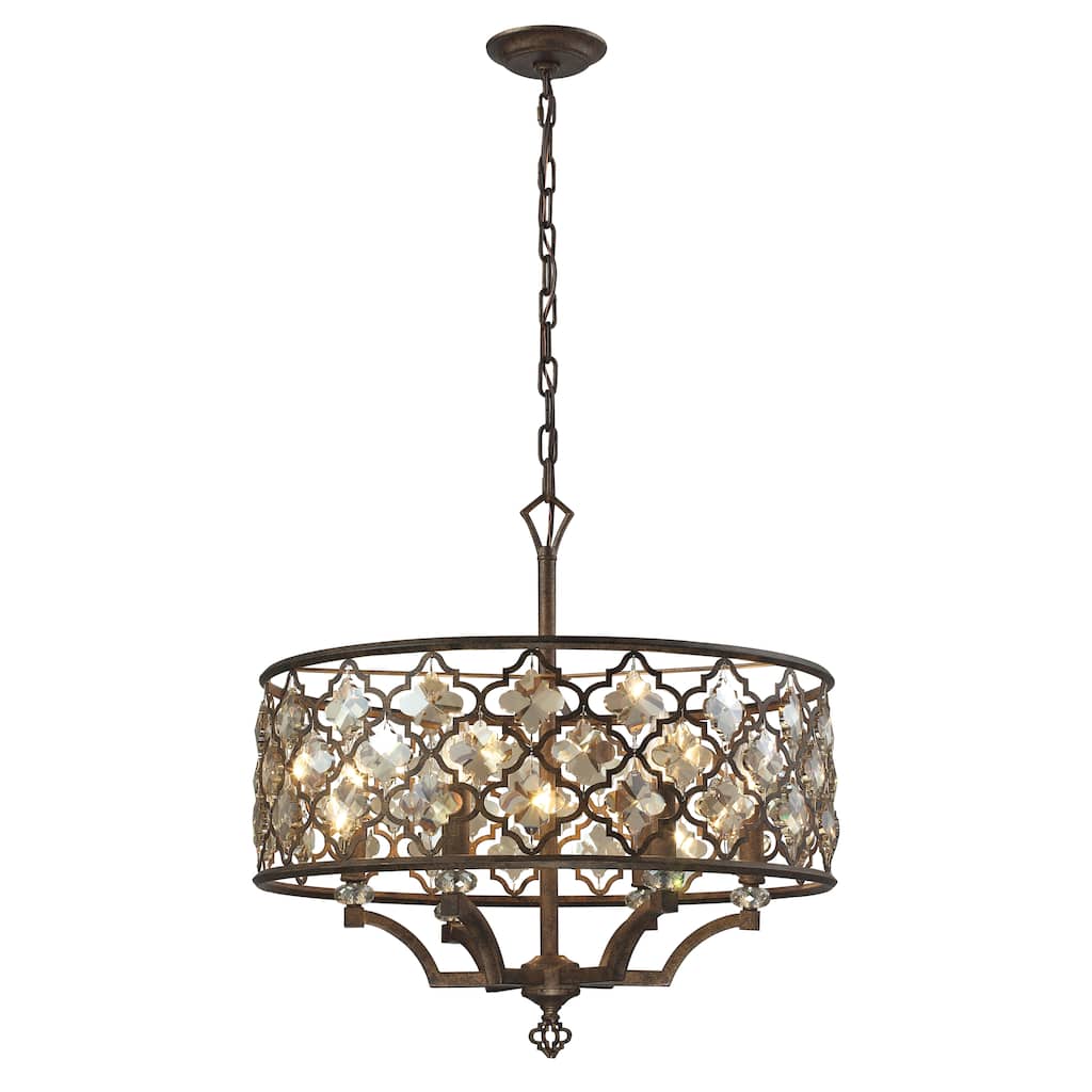 Elk Home Armand Weathered Bronze With Bronze Shade 6 Light Chandelier