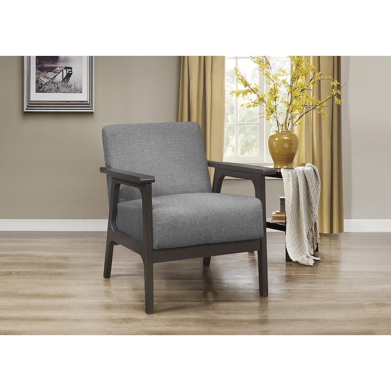 Fabric Upholstered Accent Chair with Antique Gray Frame