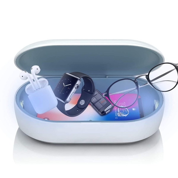SoapBox Small Item Maximum Coverage UV-C Sterilizer Container & 10w Universal Wireless Quick Charger