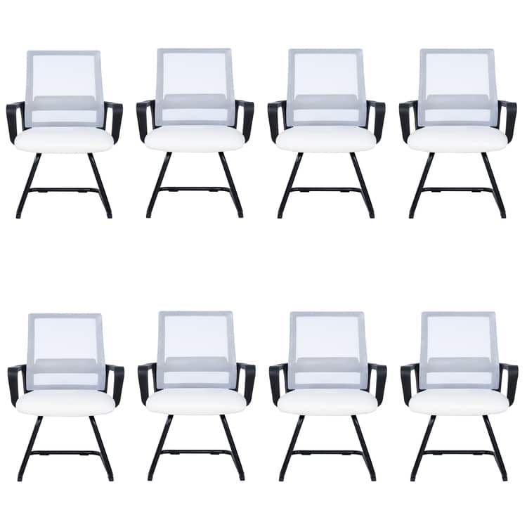 Waiting room chair set of 6 | Reception chair | Office chair | Office visitor chair | Comfortable office seating set -  Reception chair | Office chair | Office visitor chair | Comfortable office seating set|White/Set-8/Mesh