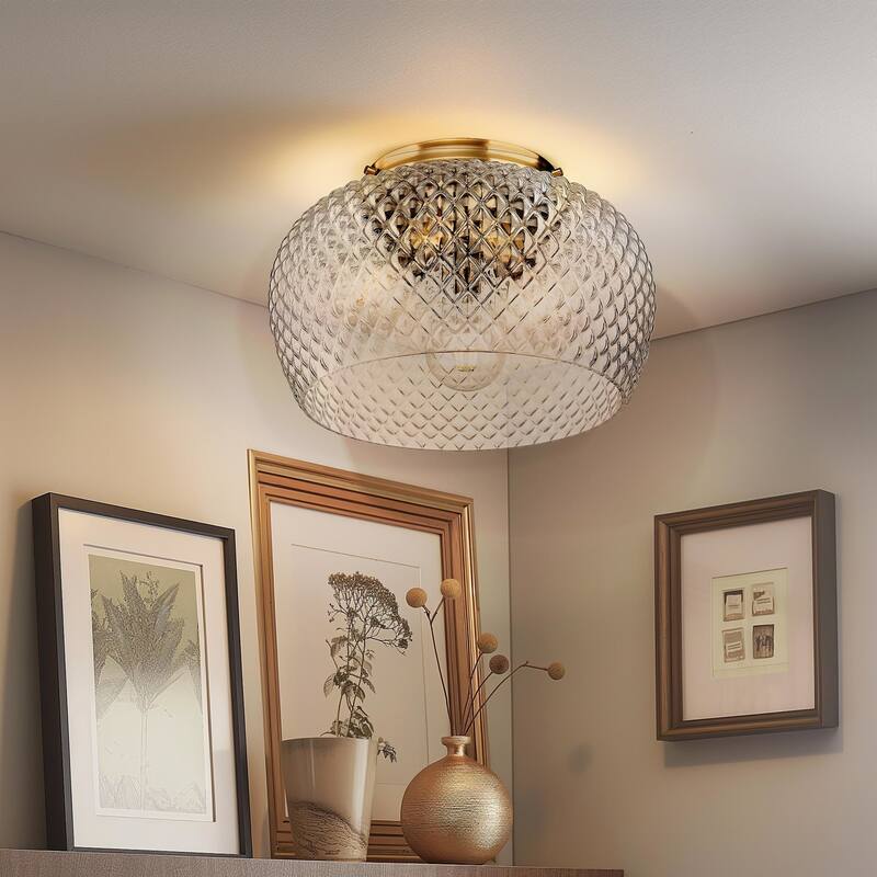 Golden Lighting 1088-3FM CLR Adeline 3 Light 14" Wide Semi-flush