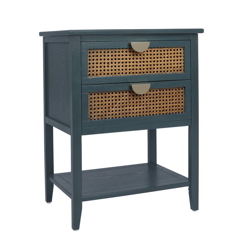 2 Drawer Side table, Naturel Rattan, End table, Suitable for bedroom, living room, study