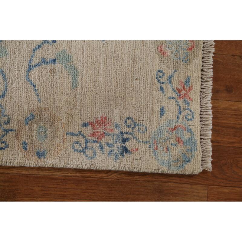 Vegetable Dye Art Deco Oriental Runner Rug Wool Hand-knotted Carpet - 2'10" x 11'7"
