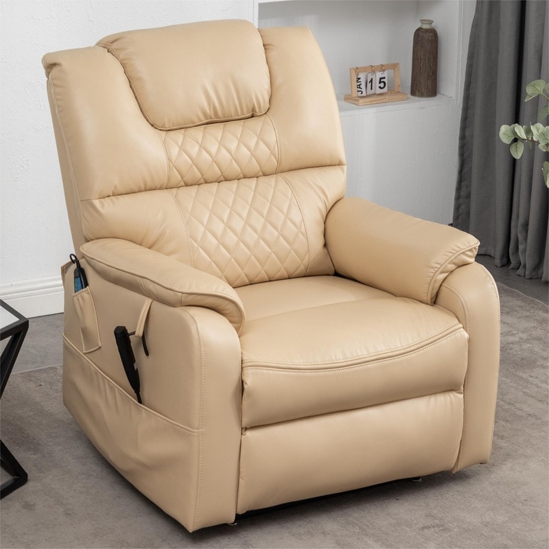 Best Choice Leather Dual Motor Power Lift Recliners Lift Assist Recliner with Massage Heating 400lbs On Sale Bed Bath Beyond 39005588