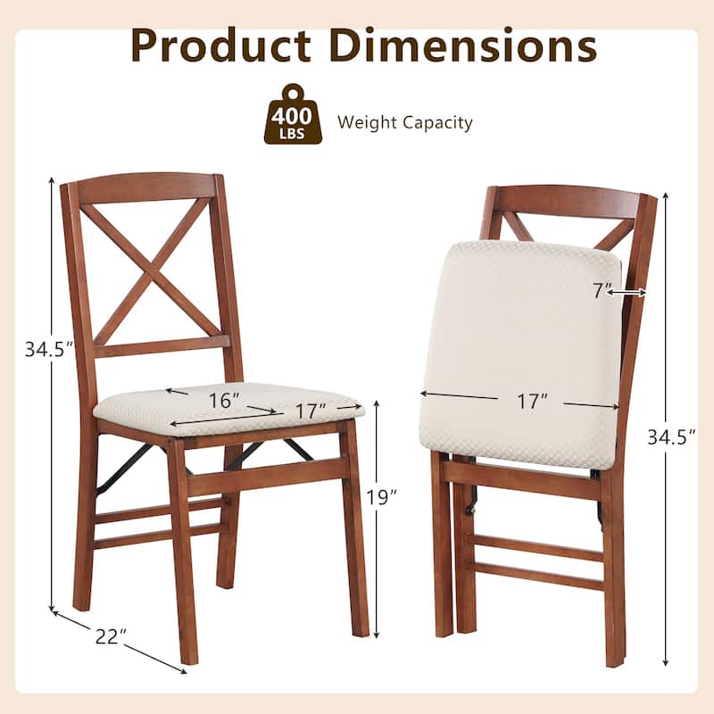 Gymax 4 Set Kitchen Chairs w/ Rubber Wood Frame Upholstered Seat